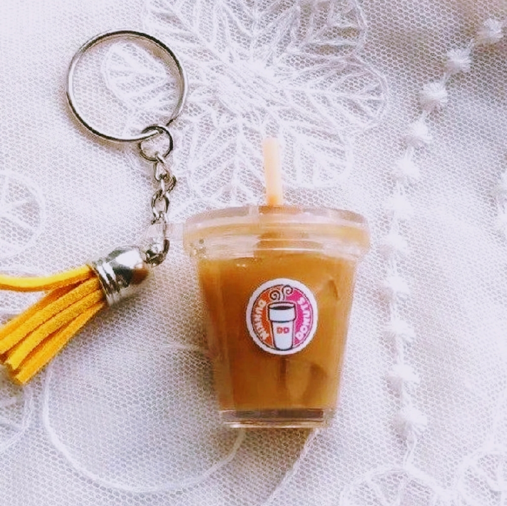 Dunkin' donuts iced coffee Keychain handmade